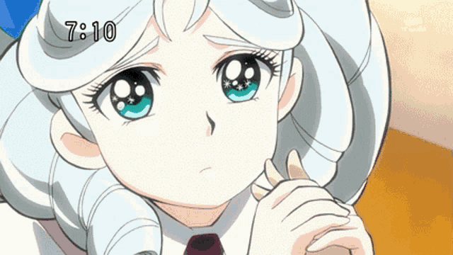 a cartoon of a girl with 7:10 on the bottom right