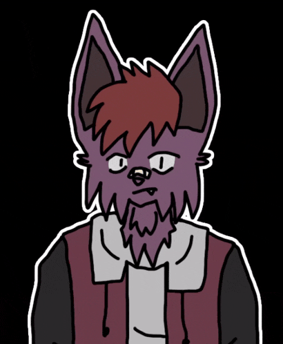 a drawing of a cat with a beard wearing a red jacket