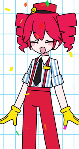 a cartoon of a girl with red hair wearing a striped shirt and tie