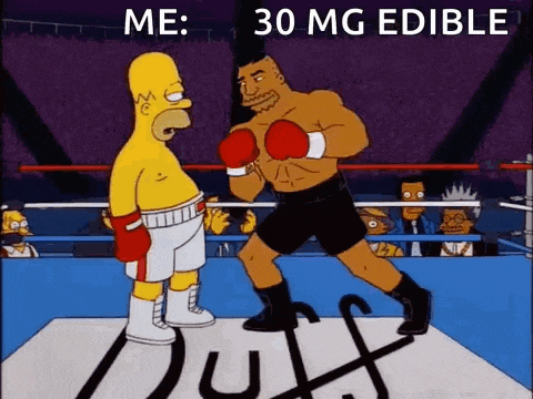 a cartoon of homer simpson and mike tyson boxing in a ring .