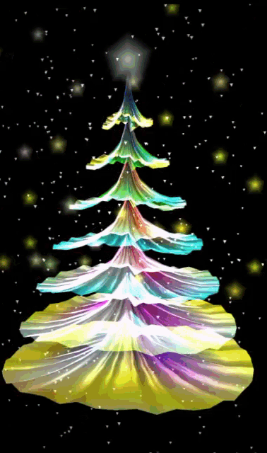 a colorful christmas tree with a star on top