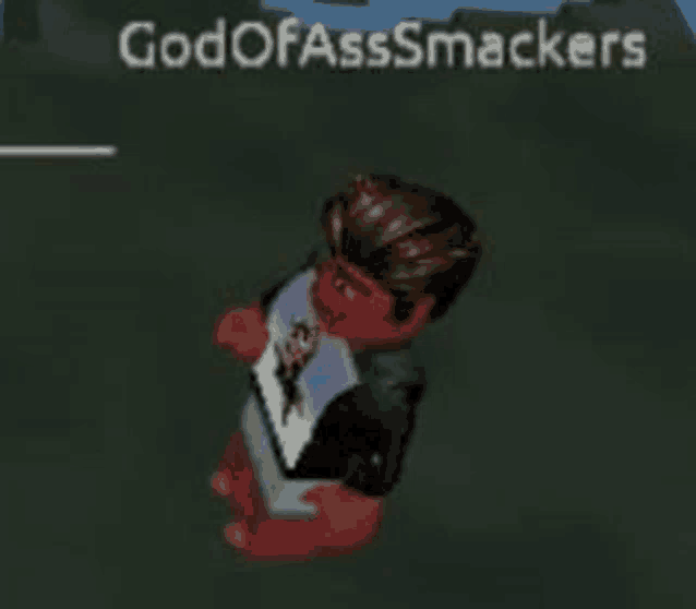 a cartoon character with red hair and a black shirt is standing in a dark room .