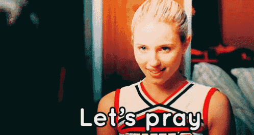 a cheerleader with the words let 's pray written on it