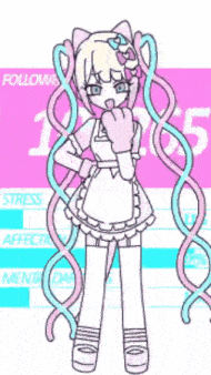 a drawing of a girl with a cat ear and long hair
