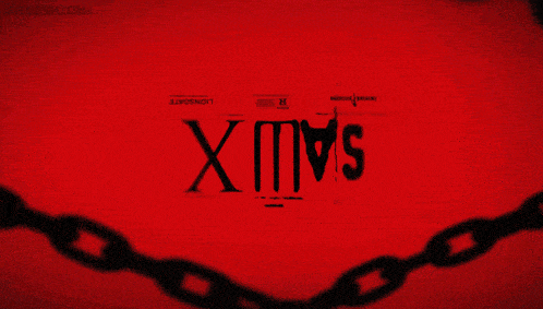 a red background with black chains and the word sawx on it