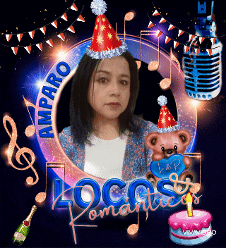 a woman in a party hat is surrounded by music notes and a microphone