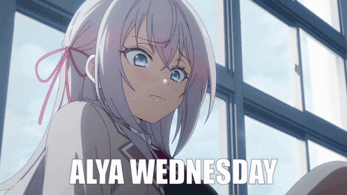 a picture of a girl with the words alya wednesday on the bottom