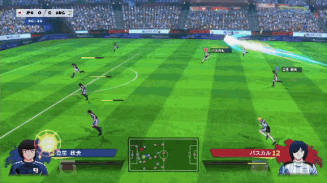 a soccer game is being played in a stadium with a score of 0-0