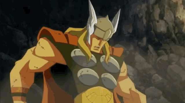 a cartoon drawing of thor with a helmet