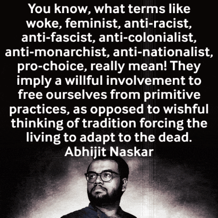 a black and white photo of a man with a quote by abhijit naskar