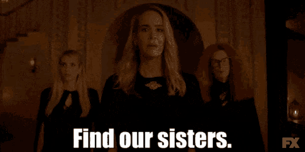 a group of women standing next to each other with the words find our sisters on the bottom