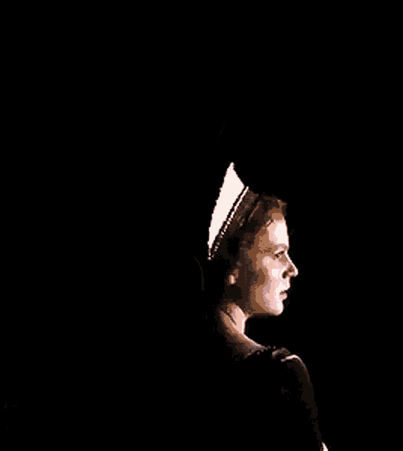 a silhouette of a person looking out of a window
