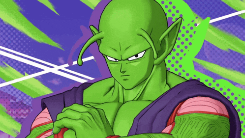 a drawing of piccolo from dragon ball z with his arms crossed
