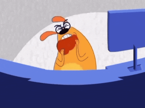 a cartoon dog with glasses is eating a red item