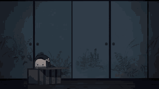 a cartoon drawing of a ninja with a surprised expression