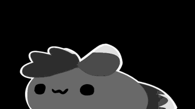 a black and white drawing of a small animal with a bow on its head