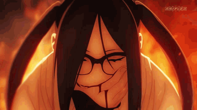 a cartoon of a girl with glasses covering her mouth with her hand and the words andplex on the bottom
