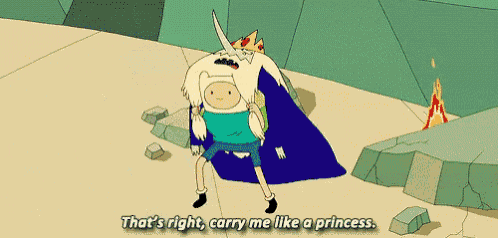 a cartoon of finn and ice king saying that 's right carry me like a princess