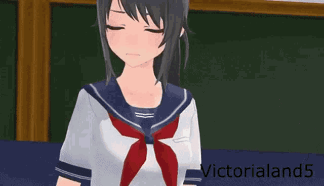 a girl in a sailor suit with the name victorialand5 on the bottom