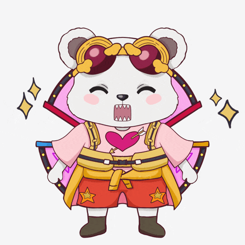 a cartoon drawing of a white bear wearing a pink shirt with a heart on it