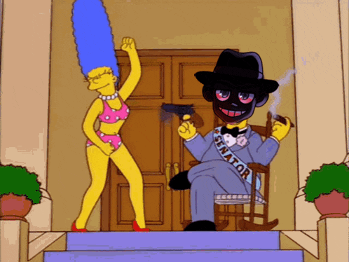 a cartoon character with a sash that says " senator "