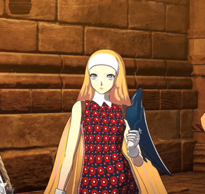 a girl in a polka dot dress is holding a shield