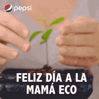 a pepsi ad shows a person planting a plant in a pot