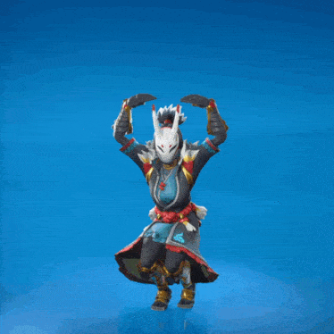 a video game character with a rabbit mask on