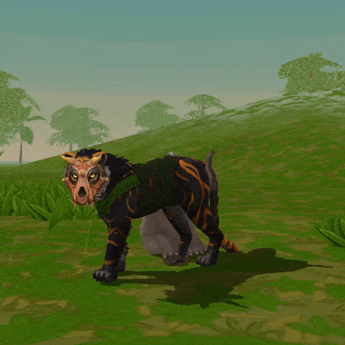 a computer generated image of a tiger with horns