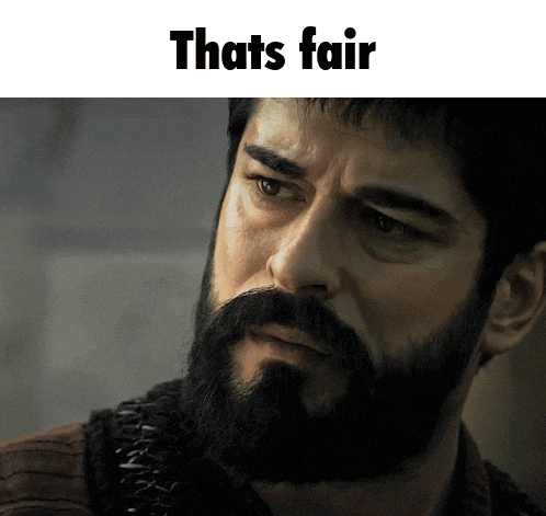 a man with a beard and the words that 's fair