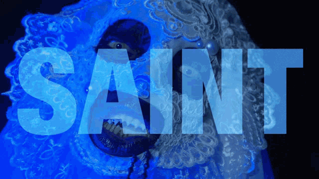 the word saint is displayed on a dark background