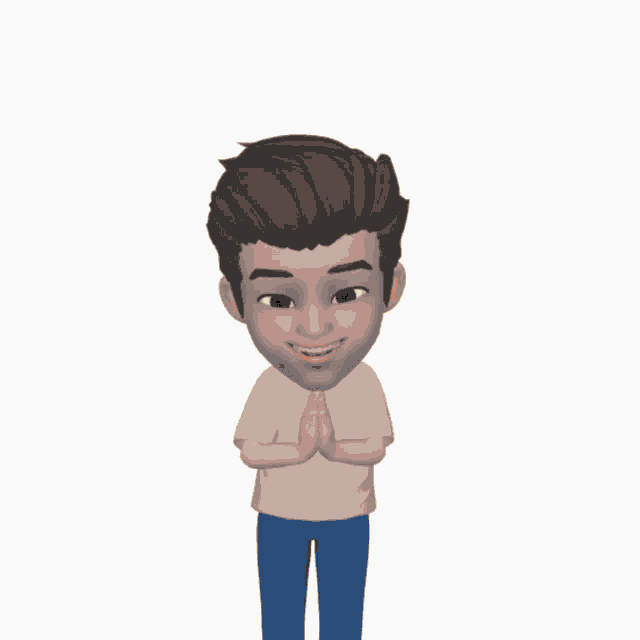 a cartoon of a man with his hands folded in front of two stars