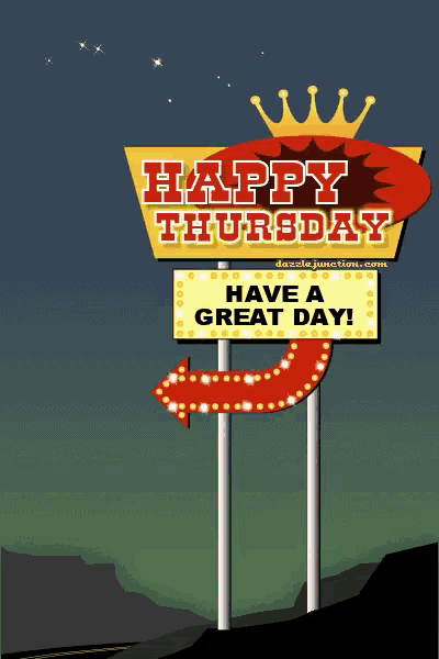 a sign that says happy thursday with a crown on it