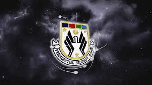 the logo for the presidential security service is on a black background .