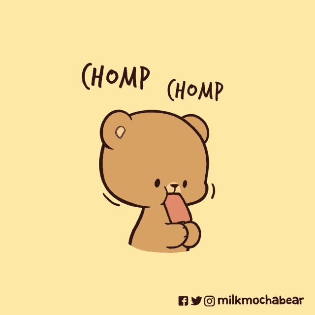a cartoon of two bears eating ice cream with the words poof written above them