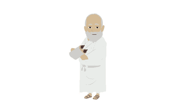 a man with a beard is holding a scroll