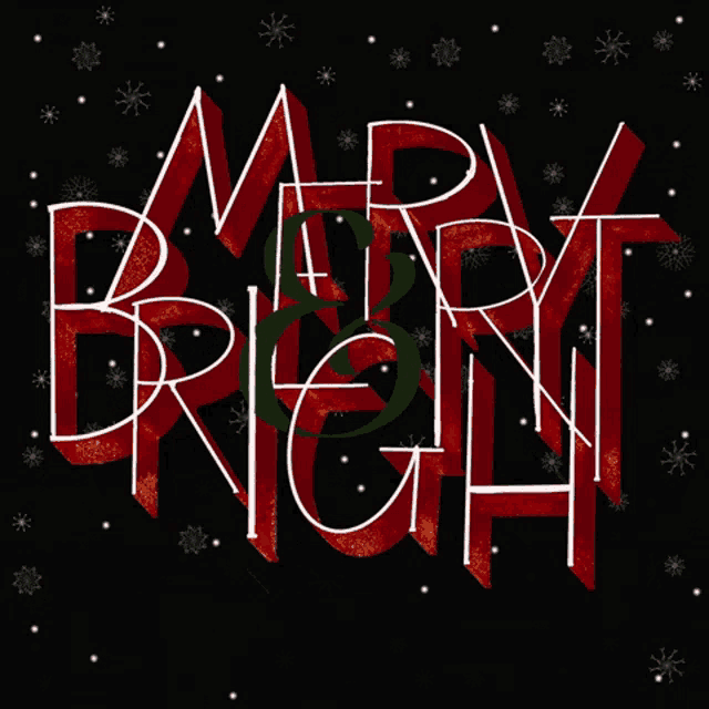 a christmas card that says merry and bright on it
