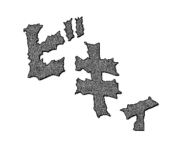 a black and white drawing of a cross with the letters g and t on a white background .