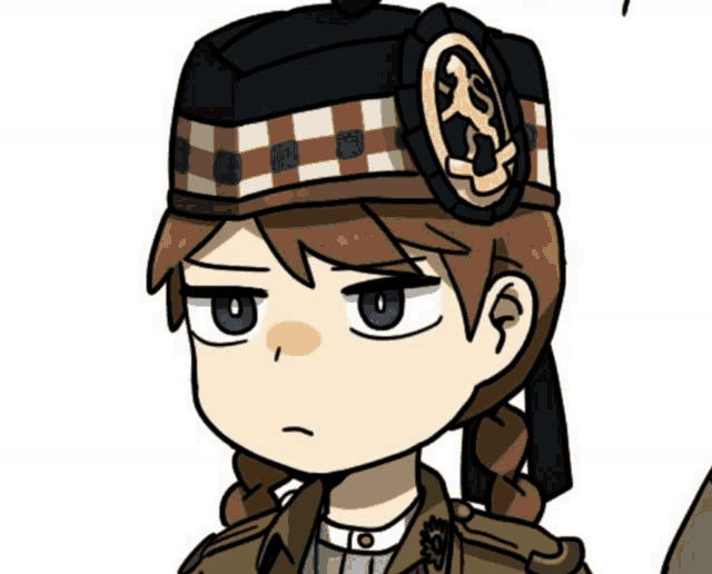 a cartoon of a person wearing a kilt hat