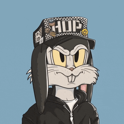 a cartoon bunny wearing a hat that says hide