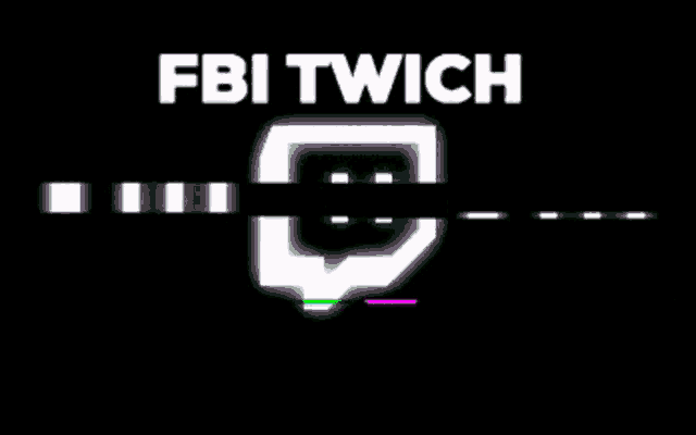 a twitch logo on a black background with the words fbi twitch twitch