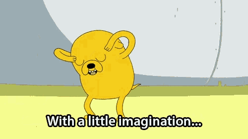 a cartoon character dancing with the words " with a little imagination "