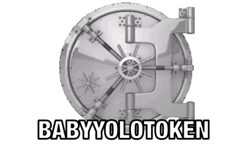 a picture of a vault door with the words babyyolotoken below it