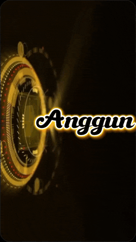 the word anggun is displayed on a black background