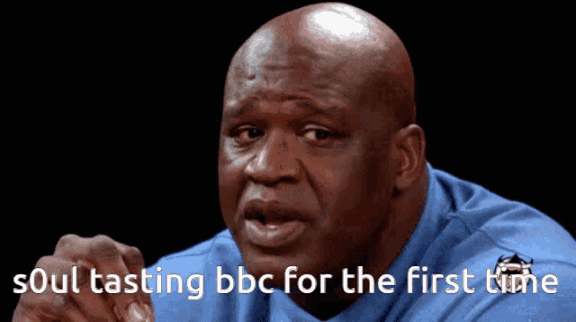 a bald man in a blue shirt is talking about soul tasting bbc