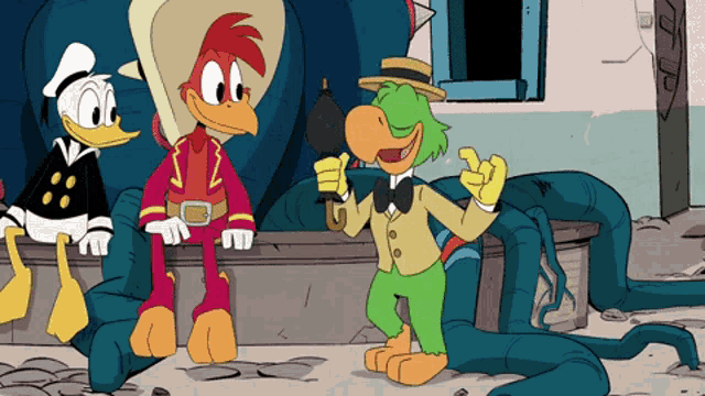 a group of cartoon characters including donald duck and woody woodpecker are standing next to each other