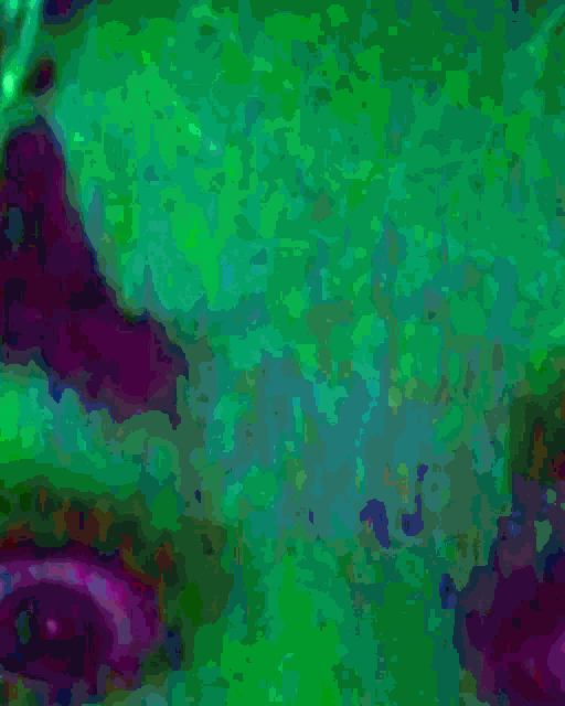 a girl 's face is shown in a pink and purple image