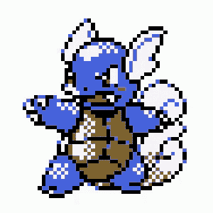 a pixel art of a blue and brown pokemon with wings .