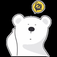 a polar bear with a messy speech bubble above his head