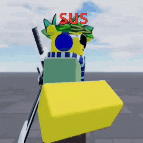 a cartoon character with the word sus written on it